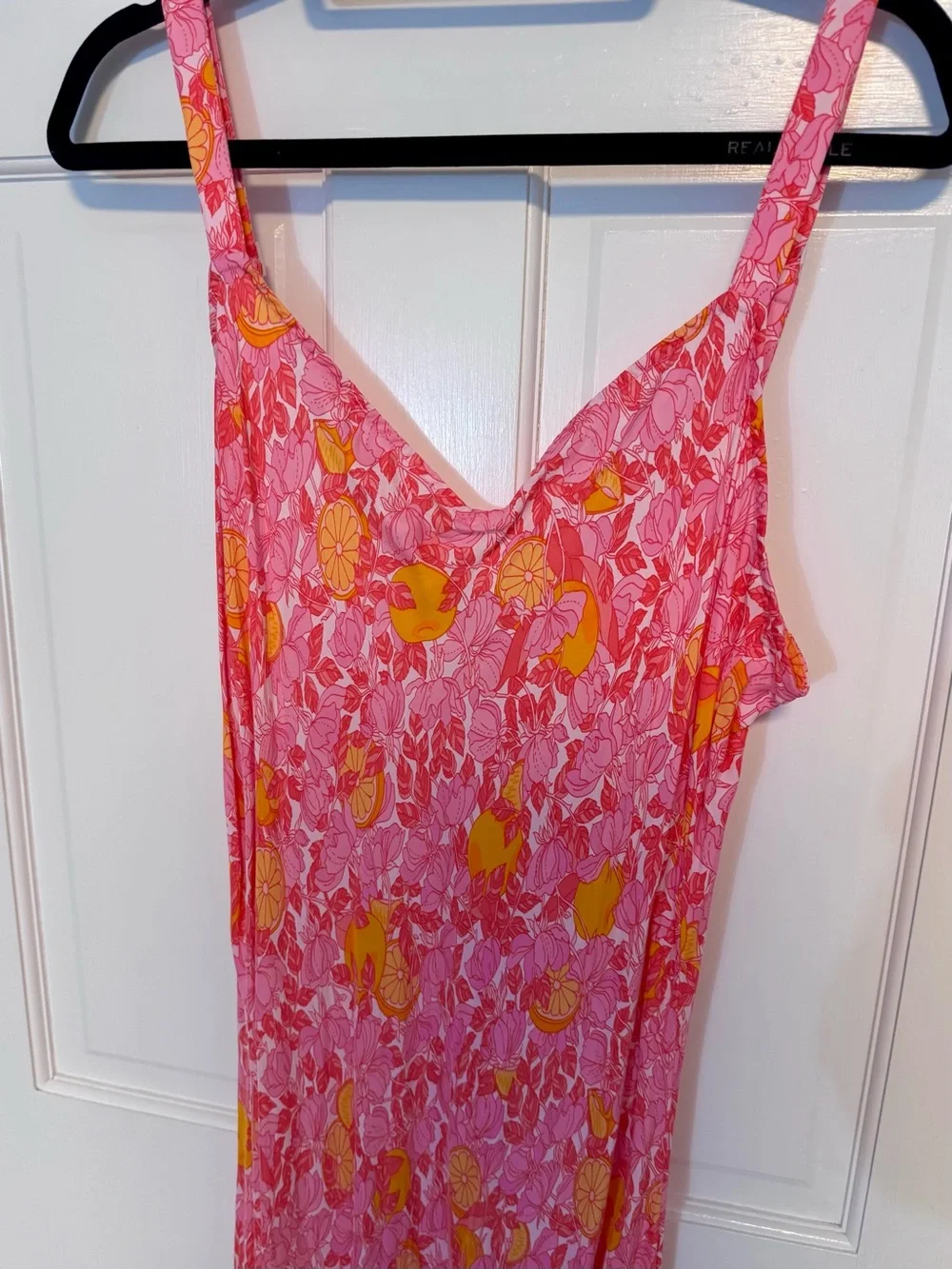 J. Crew | Gwyneth V-neck cupro-blend slip dress, Pink Limone Print, Size 18 -EUC